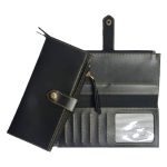 Ladies Clutch-Passport Organizer-Faux Leather-Black