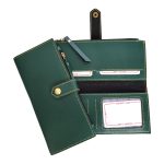 Ladies Clutch-Passport Organizer-Faux Leather-Green