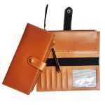 Ladies Clutch-Passport Organizer-Faux Leather-Tan