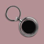 Round Rotating Keychain With Double Side black Gunmetal Plate
