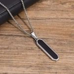 Silver Black Trendy Geomatric Shape Pendant Locket